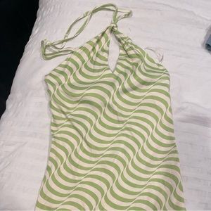 Halter tie green and white Zara design dress
